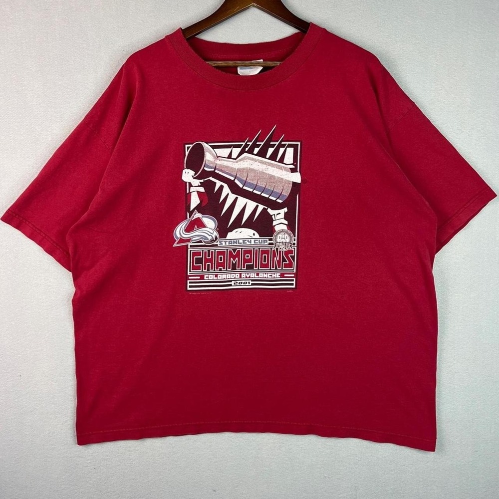 Vintage Colorado Avalanche 2001 Stanley Cup Champions Red CSA Tee Shirt XXL